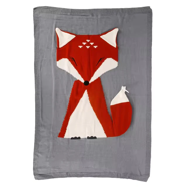 COUVERTURE/PLAID TRICOTÉ COTON & BAMBOU MOTIF ANIMAL – Image 3