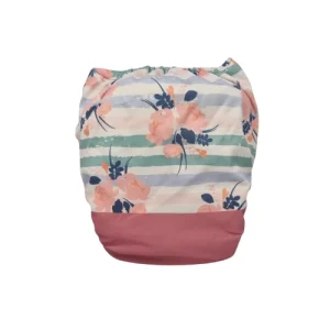 Couche lavable TE1 à poche MARINIÈRE DE ROSES évolutive – TERRE À TERRE