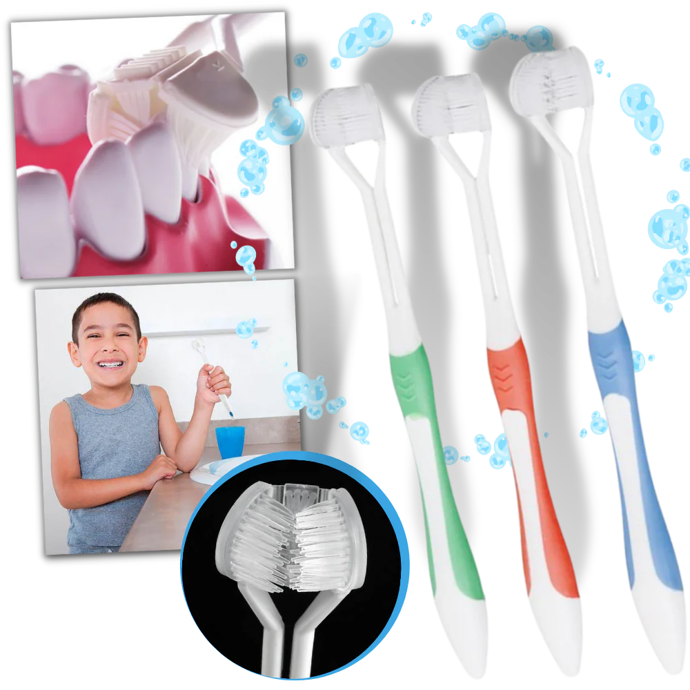 Brosse à dents à trois faces pour adultes et enfants