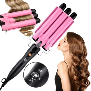 Fer à boucler en céramique à triple barillet