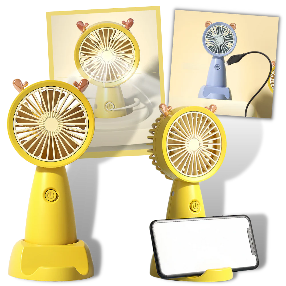 Mini ventilateur USB avec support pour téléphone