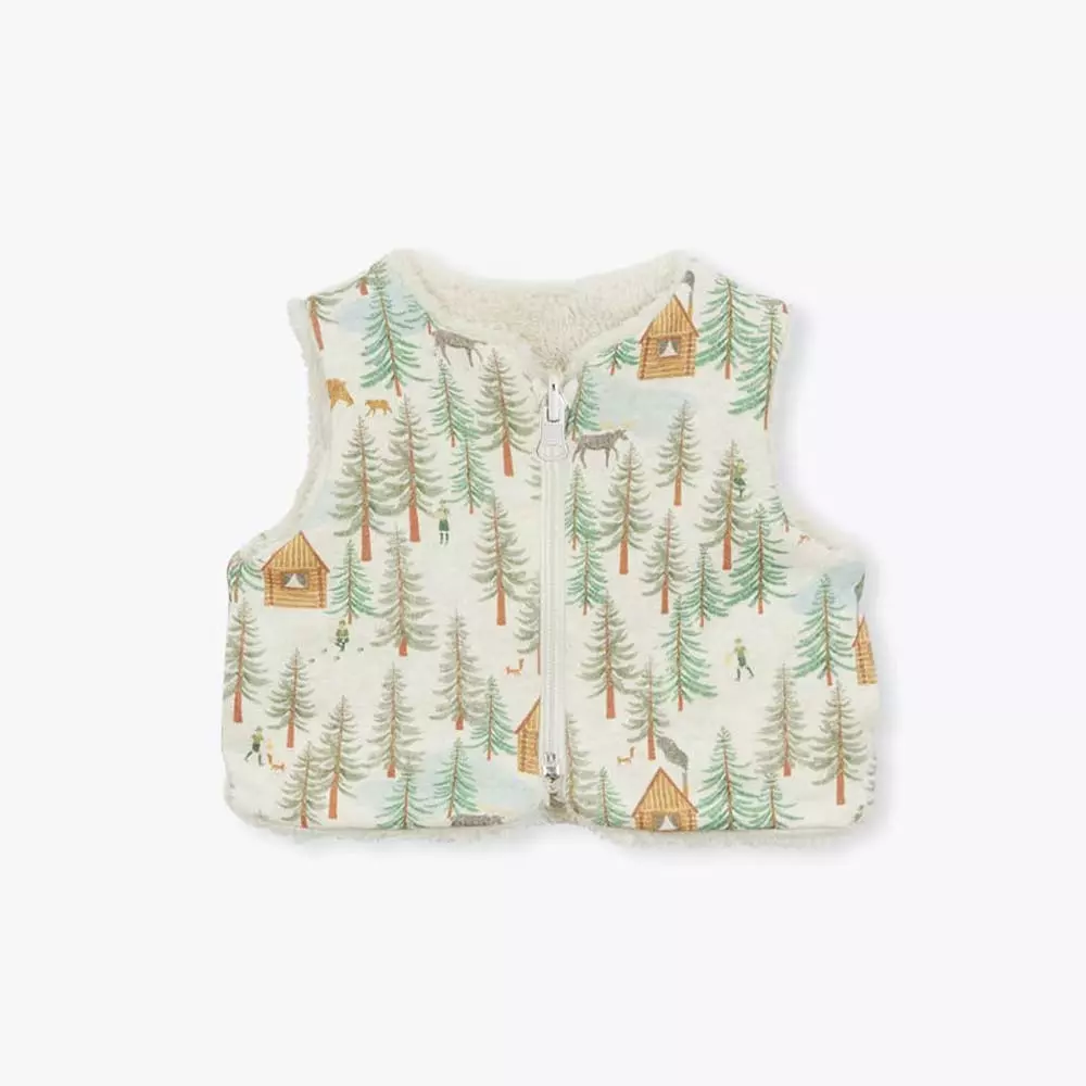 Gilet bébé molleton forêt bio