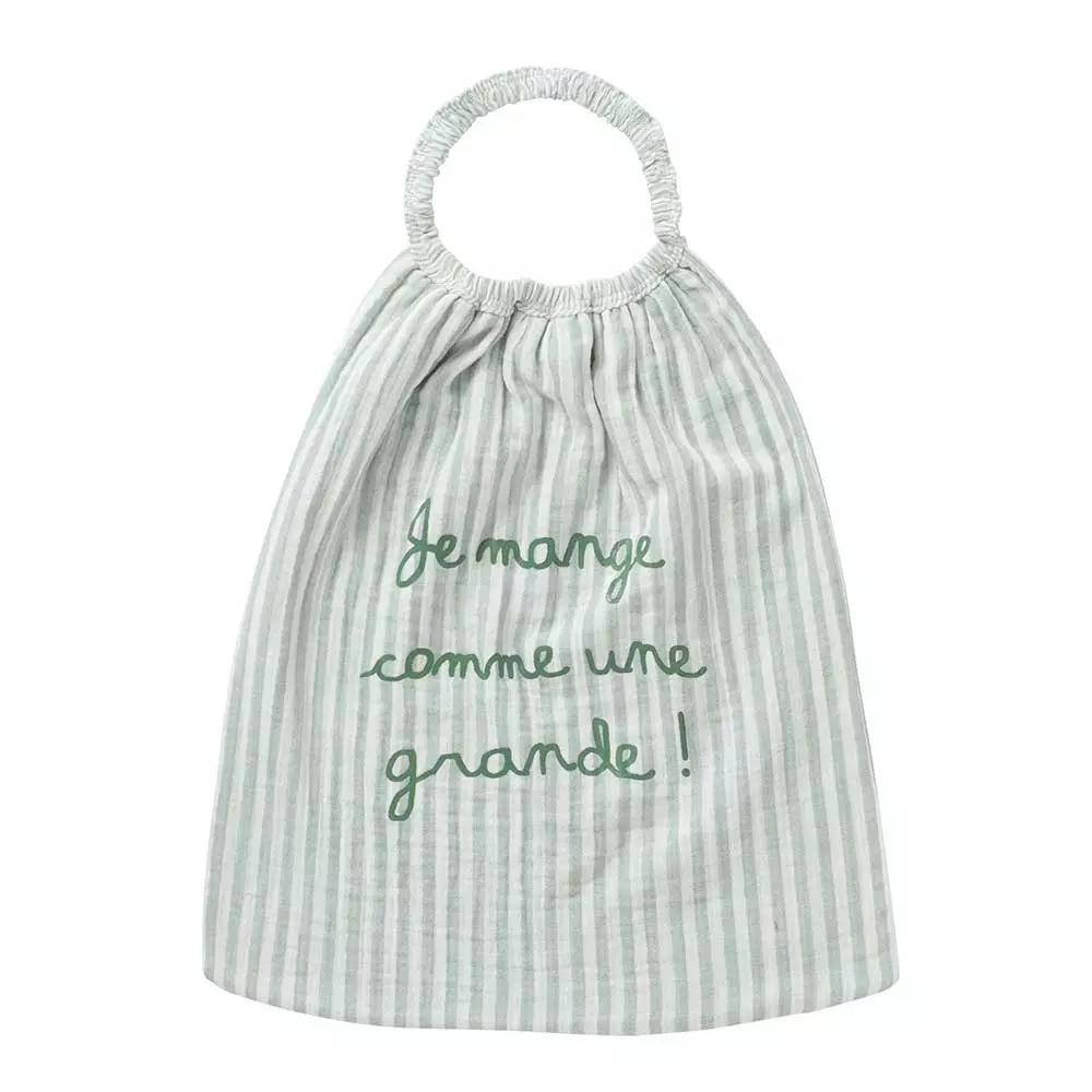 Serviette élastiquée rayé vert de gris – Image 2