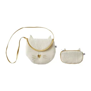 Sac + porte-monnaie Chat ivoire