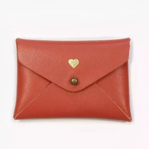 Mini pochette cuir coeur tomette