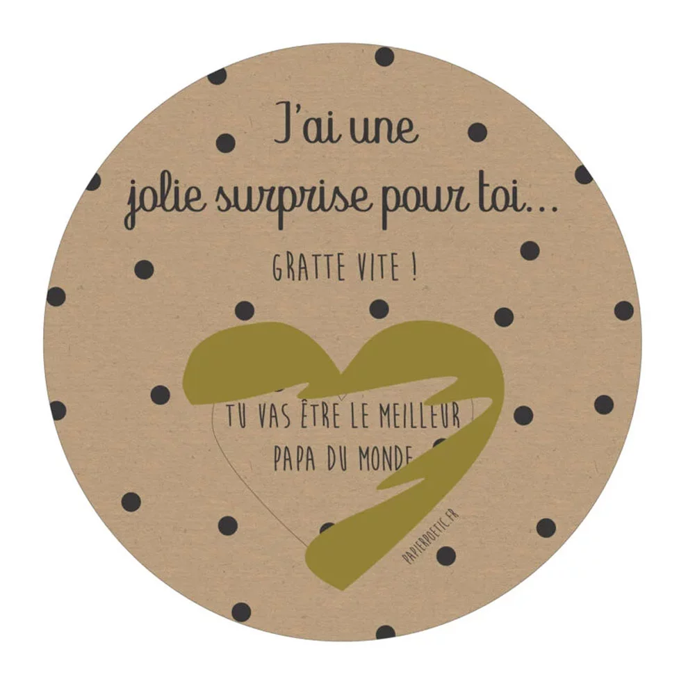 Carte ronde à gratter « Tu vas être le meilleur Papa du monde ! » – Image 2