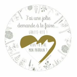 Carte ronde à gratter « Parrain »