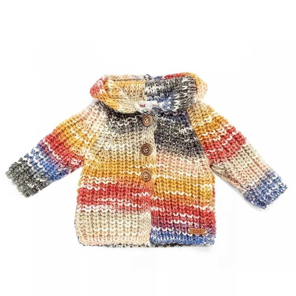 Veste bébé en laine multicolore
