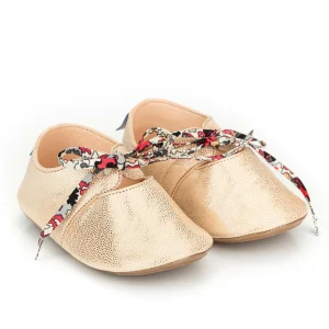 Babies en cuir RITA irisé et lacets en tissu upcyclé – HOB FEEL GOODS