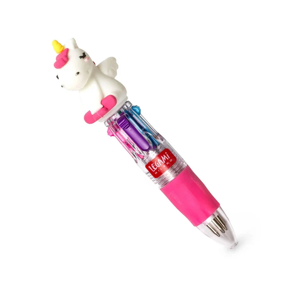Mini stylo à bille 4 couleurs Unicorn