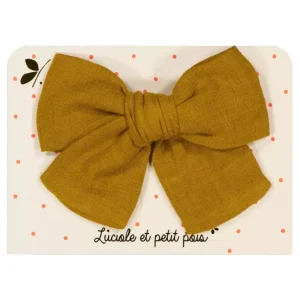 Barrette grand noeud princesse moutarde