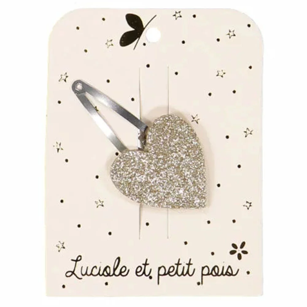 Barrette coeur paillettes