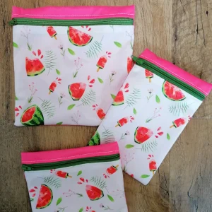 Sacs à goûter Pastèques (lot de 3) – ROSE & MARINE