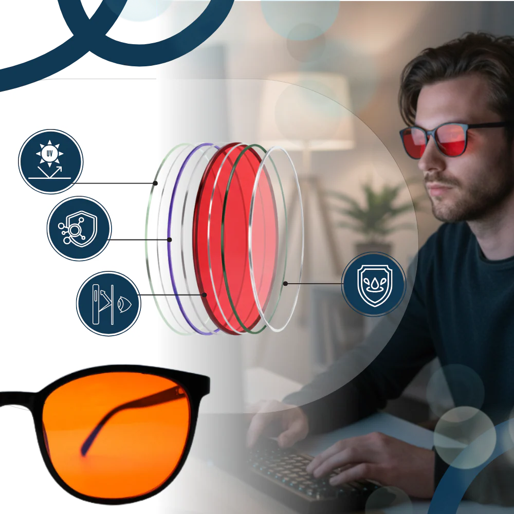 Lunettes rouges anti-fatigue à filtre bleu – Image 4