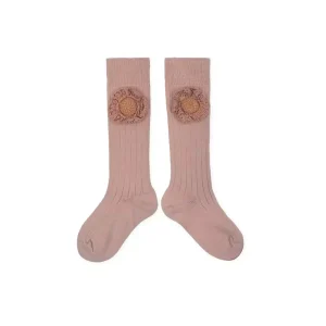 Chaussettes hautes avec fleur crochet main