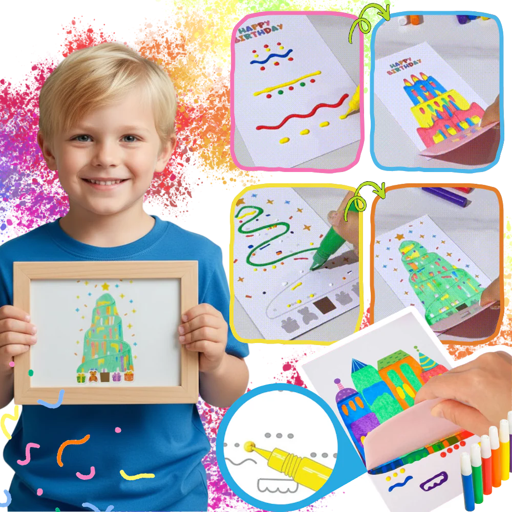 Kit peinture à pois et raclette pour enfants – Image 4