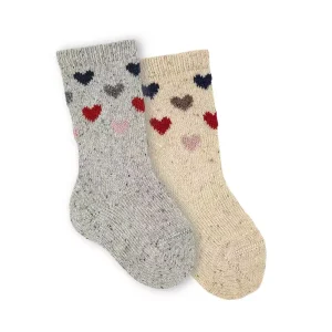 Chaussettes coeurs en laine et viscose
