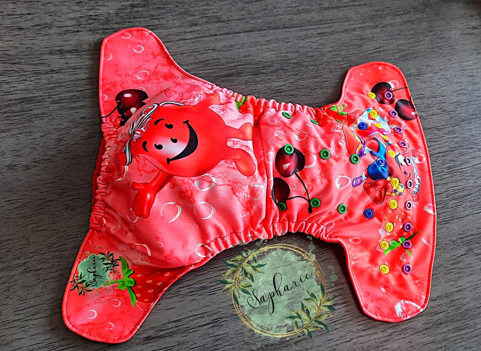 Couche lavable TE1 à poche BOISSON À LA CERISE – SAPHARIE – Image 2