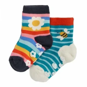 Chaussettes antidérapantes RAINBOW DAISY (lot de 2) – FRUGI