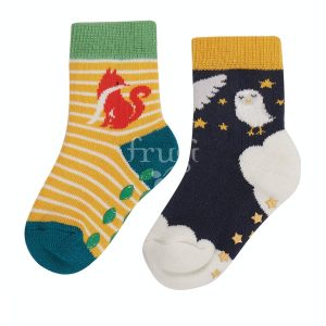 Chaussettes antidérapantes Chouette (lot de 2) – Frugi