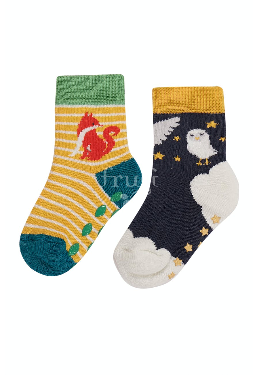 Chaussettes antidérapantes Chouette (lot de 2) – Frugi