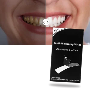 Bandes de blanchiment des dents au charbon et à la menthe