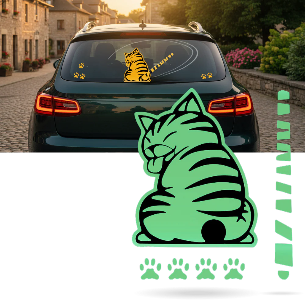 Autocollant pour essuie-glace chat espiègle